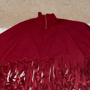 Red Fringe Poncho/Top